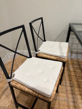 Mesa comedor forja negra + 4 sillas cojín