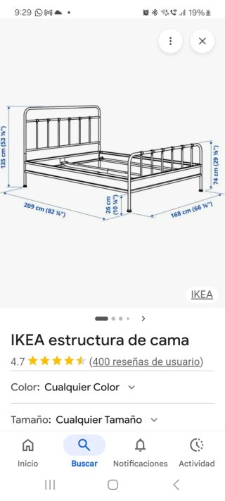 Cama Ikea Forja Negra con Somier