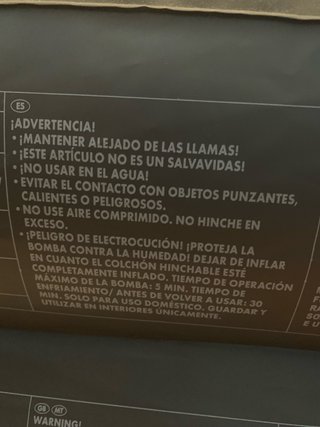 Cama matrimonio hinchable no envió no cambio..