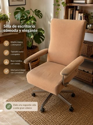 Sedia da scrivania beige imbottita