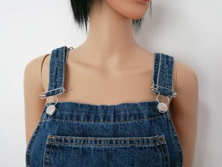 Salopette gonna in denim blu.