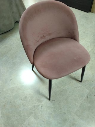 Conjunto de 6 sillas de terciopelo rosa