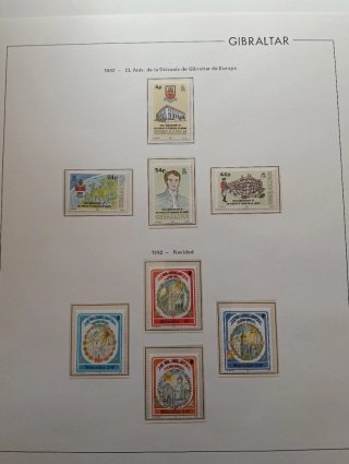 Sellos Nuevos Gibraltar 1992, en sus hojas.