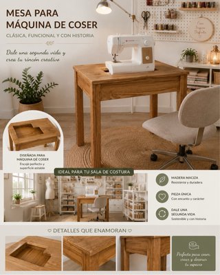 Mesa de madera para máquina de coser
