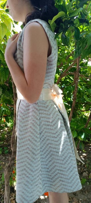 Vestido beige y azul Talla S