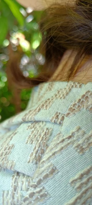 Vestido beige y azul Talla S