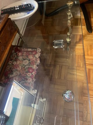 Mesa de centro cristal y metal