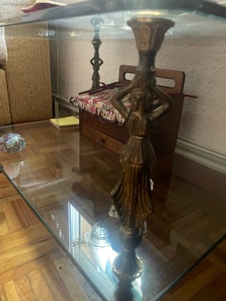 Mesa de centro cristal y metal