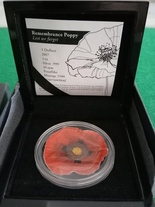 Moneda Amapola Islas Cook 2017 1 oz Plata