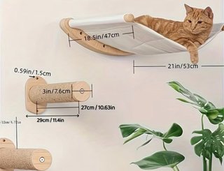 Hamaca para gatos de madera y tela