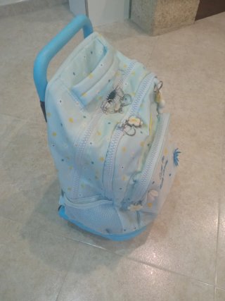 Mochila escolar con ruedas y diseño de margaritas