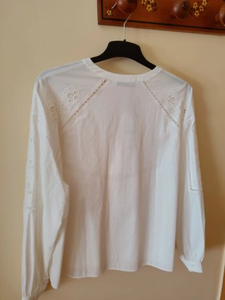 Blusa Zara Algodón Bordada Blanca Talla XL