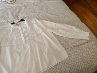 Blusa Zara Algodón Bordada Blanca Talla XL