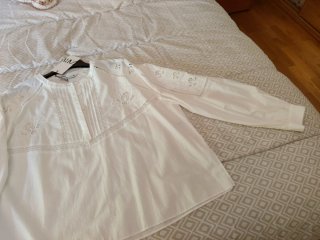 Blusa Zara Algodón Bordada Blanca Talla XL