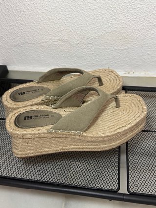 Sandalias Pull&Bear Plataforma Beige/Verde