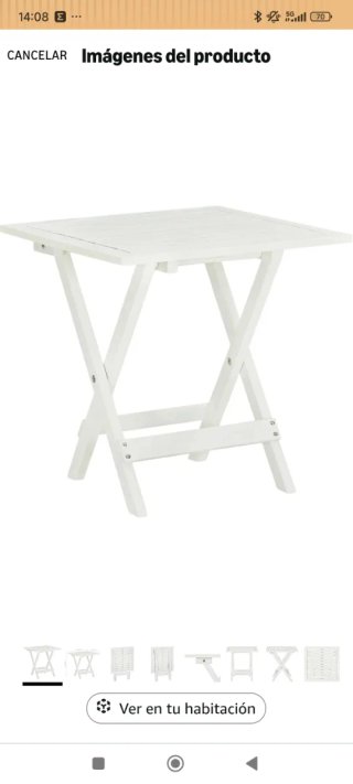 Mesa plegable de exterior blanca