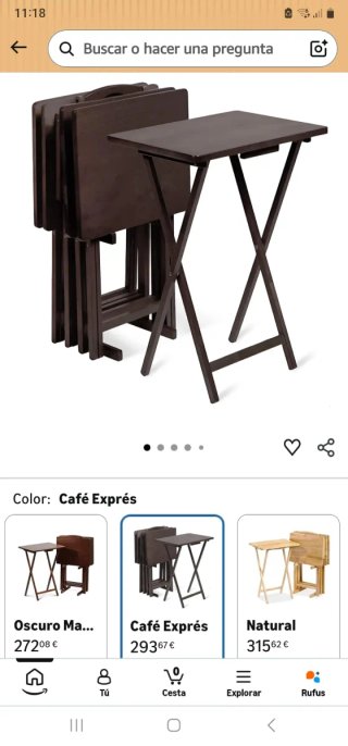 Set 4 Mesas Snack AmazonBasics Negra