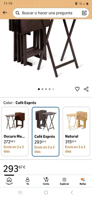 Set 4 Mesas Snack AmazonBasics Negra
