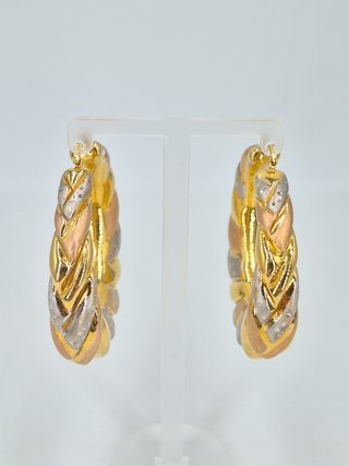 049-04-00221 Pendientes Aro Oro 18K Tricolor