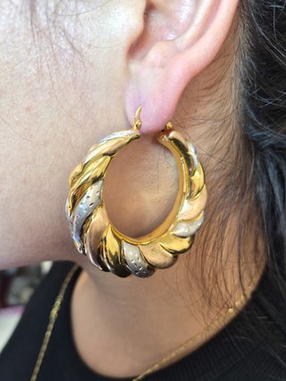 049-04-00221 Pendientes Aro Oro 18K Tricolor
