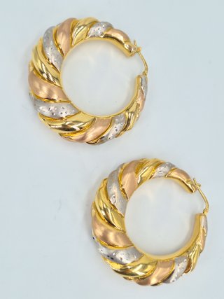 049-04-00221 Pendientes Aro Oro 18K Tricolor