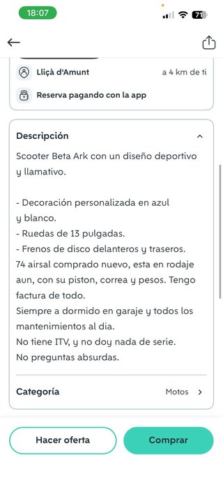 Beta Ark 50cc Scooter Azul