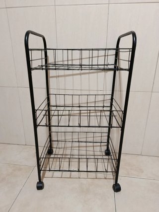 Carrito Frutero Metálico Negro con Ruedas