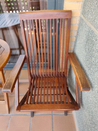 Conjunto mesa y sillas madera teca terraza/jardin