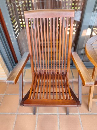 Conjunto mesa y sillas madera teca terraza/jardin