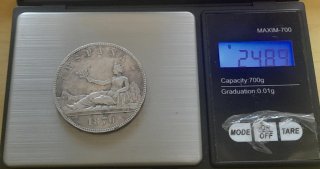 Moneda 5 pesetas plata 1870 estrella 70