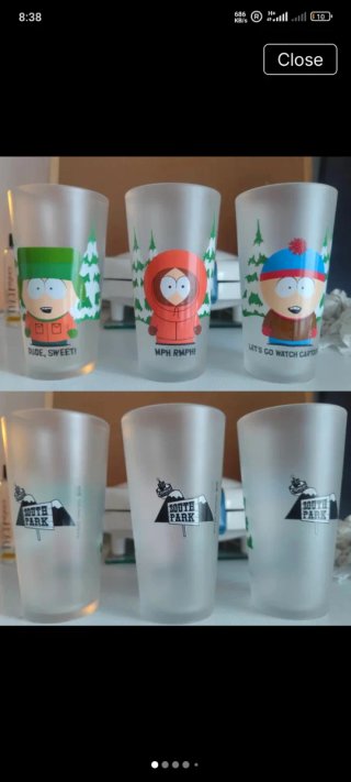 south Park vintage lemonade glass cups lot of 3