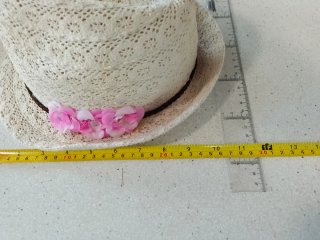 Sombrero de verano tejido con flores.Blanco.M/L