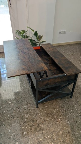 Mesa de centro elevable madera y metal