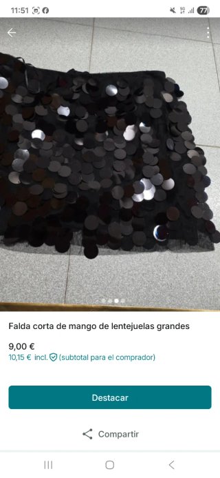 Falda Mango lentejuelas negra