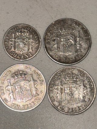 Lote 4 Pesetas Alfonso XIII 1880, 1900, 1903