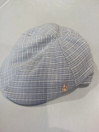 Gorra cuadros azul y gris bordada
