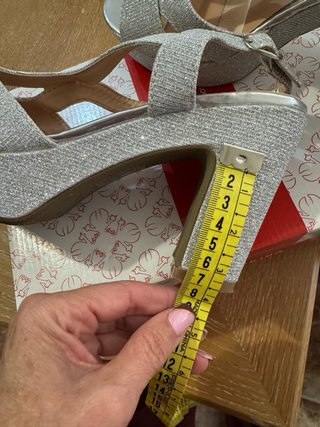 Sandalias Plataforma Plateadas Talla 38