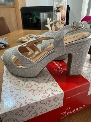 Sandalias Plataforma Plateadas Talla 38