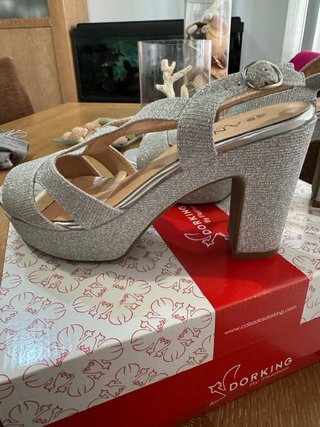 Sandalias Plataforma Plateadas Talla 38