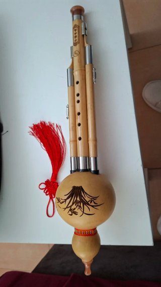 Flauta china de bambú con estuche