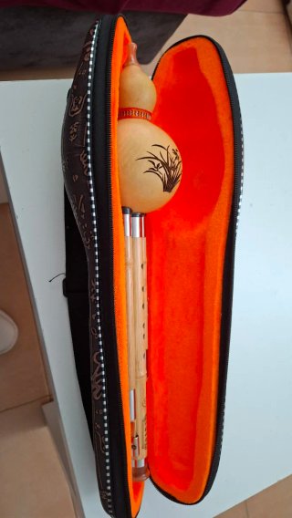 Flauta china de bambú con estuche