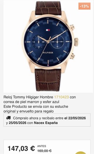 Reloj Tommy Hilfiger Marrón y Dorado