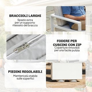 Mobili da Giardino in Alluminio con Divano 3 Posti
