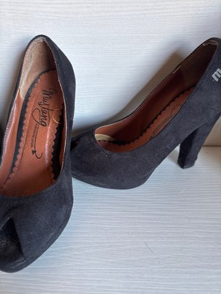 Zapatos Mustang Negros Tacón Peep Toe
