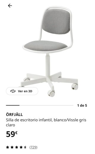 Silla de escritorio Ikea ÖRFJÄLL gris