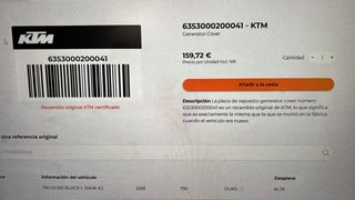 Tapa alternador KTM 790 Duke con detalle