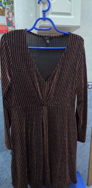 Vestido Cortefiel Marrón Dorado Talla XXL (44)