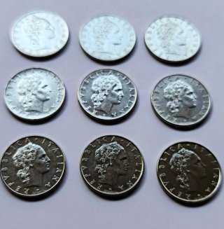 9 Monete da 50 Lire Italiane