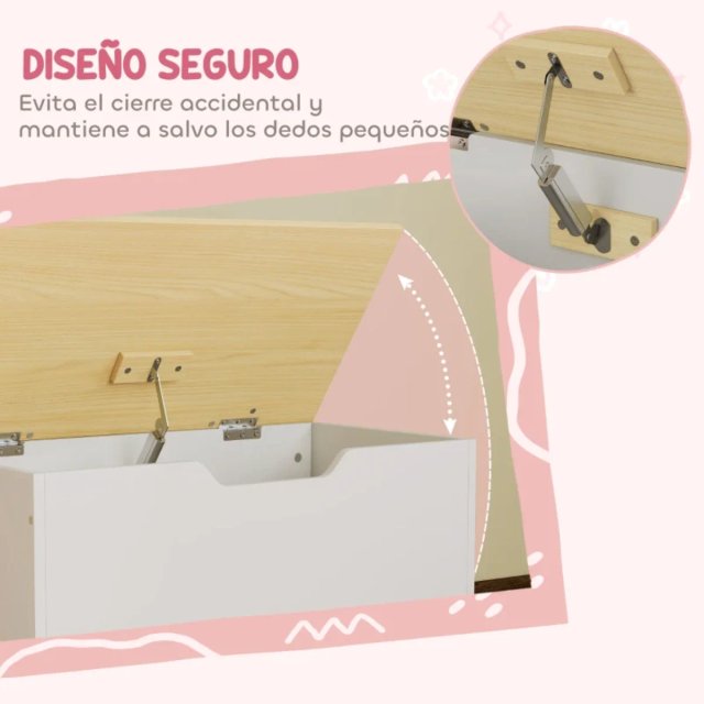 Baúl Juguetes Infantil Ruedas Tapa Abatible