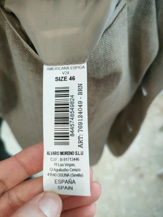 Americana Beige/Gris Hombre talla 46 (M)